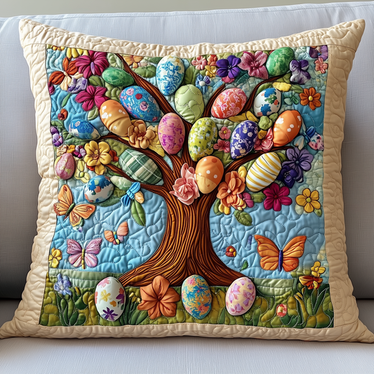 Tree Of Easter Eggs Quilted Pillow Case GFTOTP3517