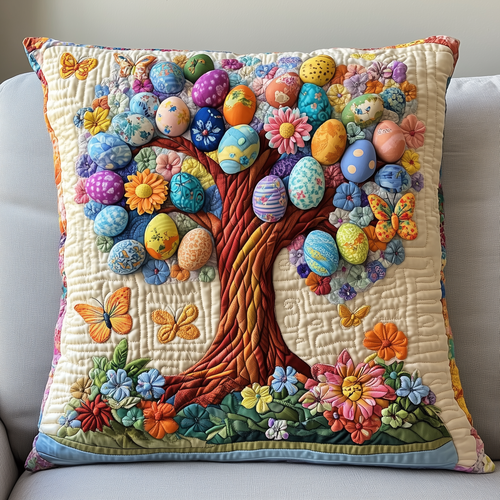 Tree Of Easter Eggs Quilted Pillow Case GFTOTP3518