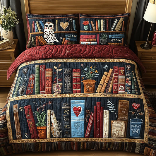 Antique Library 3-Piece Quilted Bedding Set GFTOTP3560