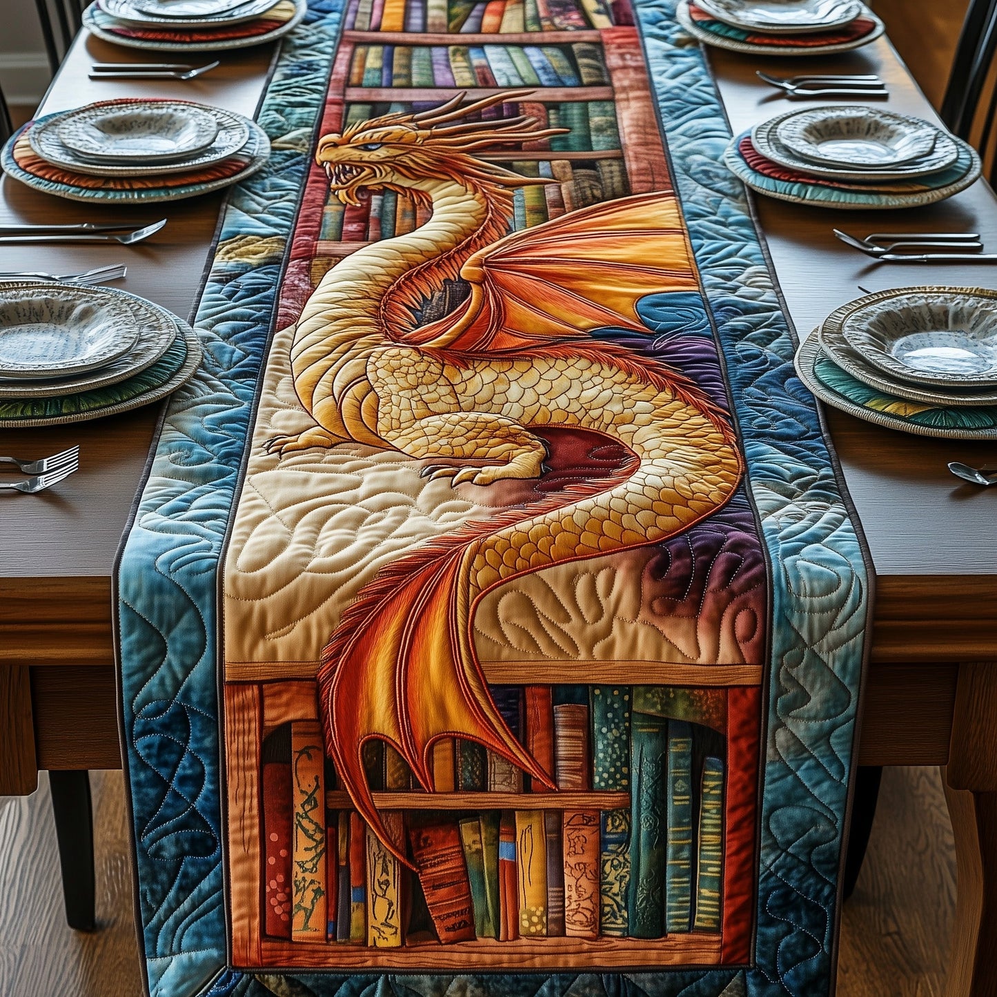 Library Dragon Quilted Table Runner GFTOTP3576