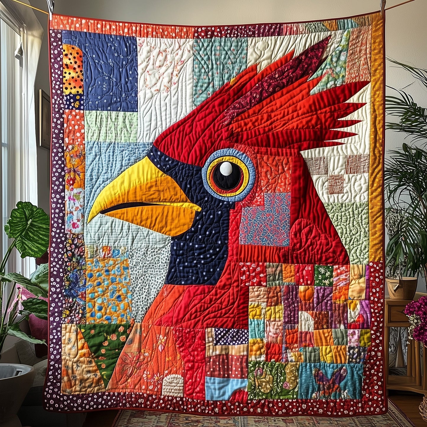 Whimsical Red Cardinal Quilted Blanket GFTOTP3647