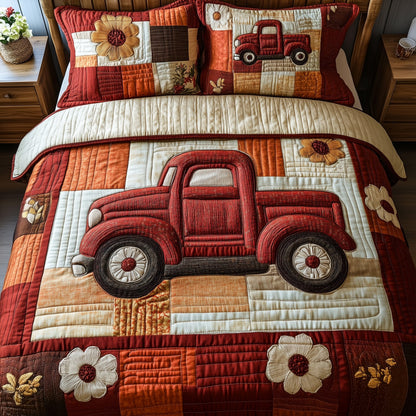Vintage Red Truck 3-Piece Quilted Bedding Set GFTOTP3719