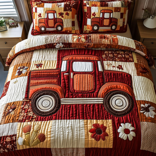 Vintage Red Truck 3-Piece Quilted Bedding Set GFTOTP3723