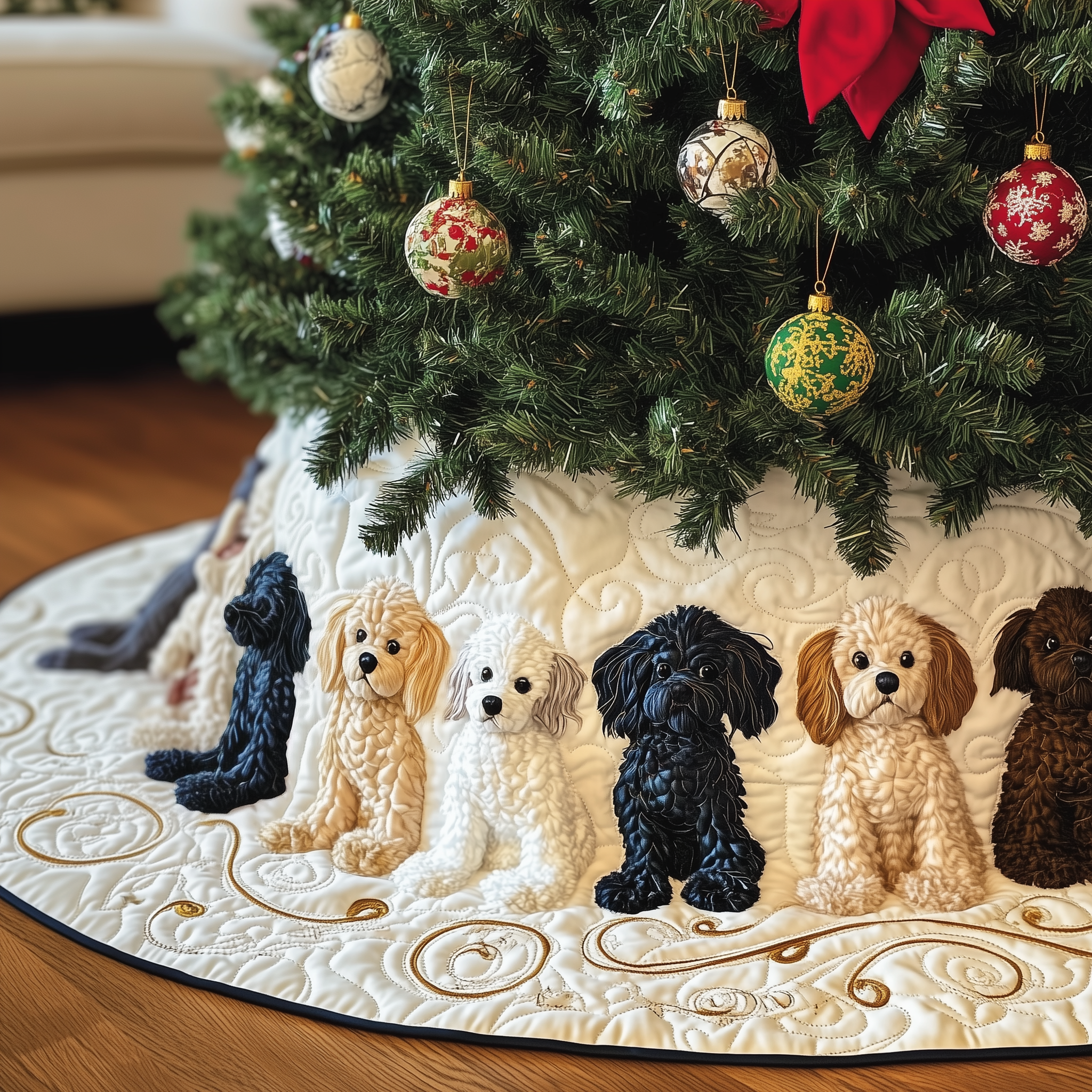 Adorable Poodle Quilted Tree Skirt GFTOTP372 – Patchique Store