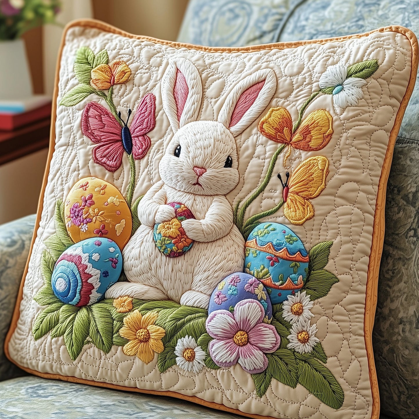 Easter Day Bunny Charm Quilted Pillow Case GFTOTP3799
