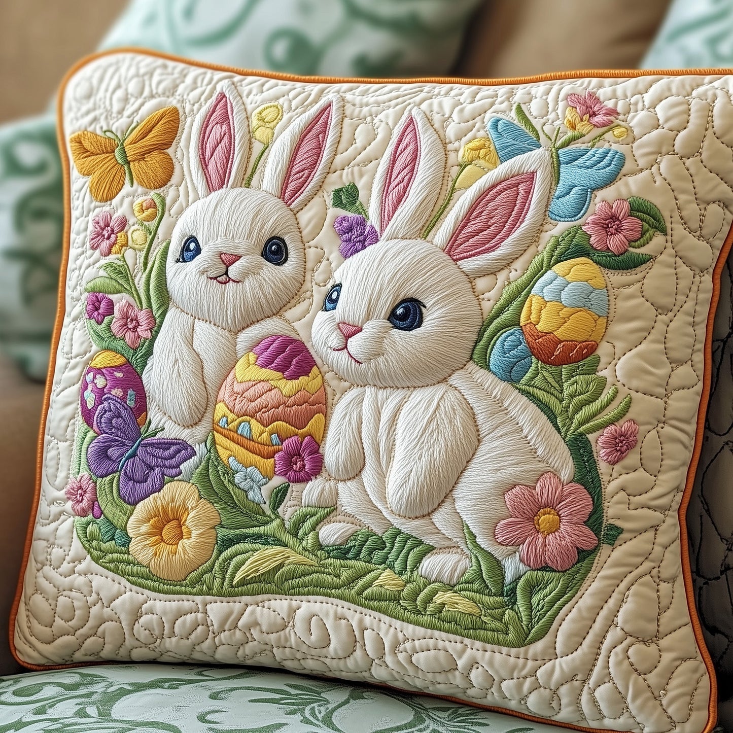 Easter Day Bunny Charm Quilted Pillow Case GFTOTP3801