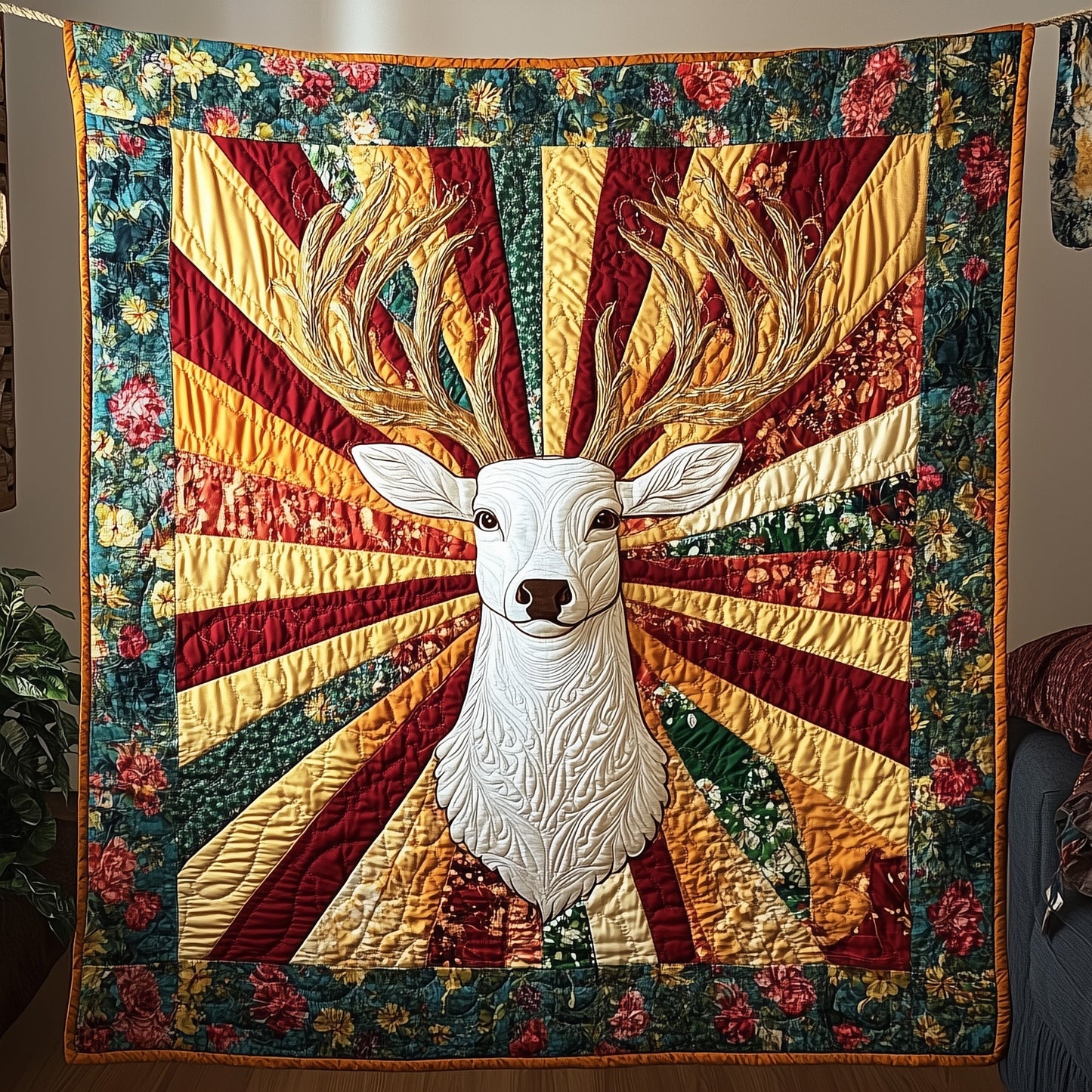 Golden Antler Glow Quilted Blanket GFTOTP3830