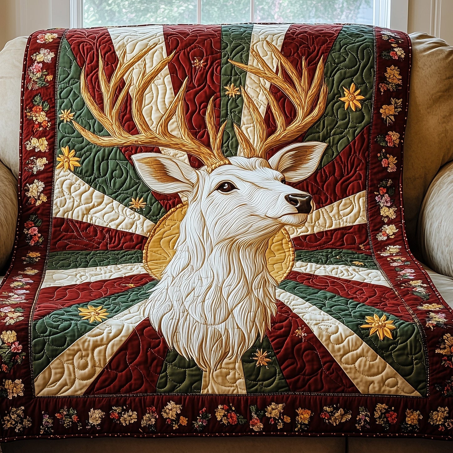 Golden Antler Glow Quilted Blanket GFTOTP3832