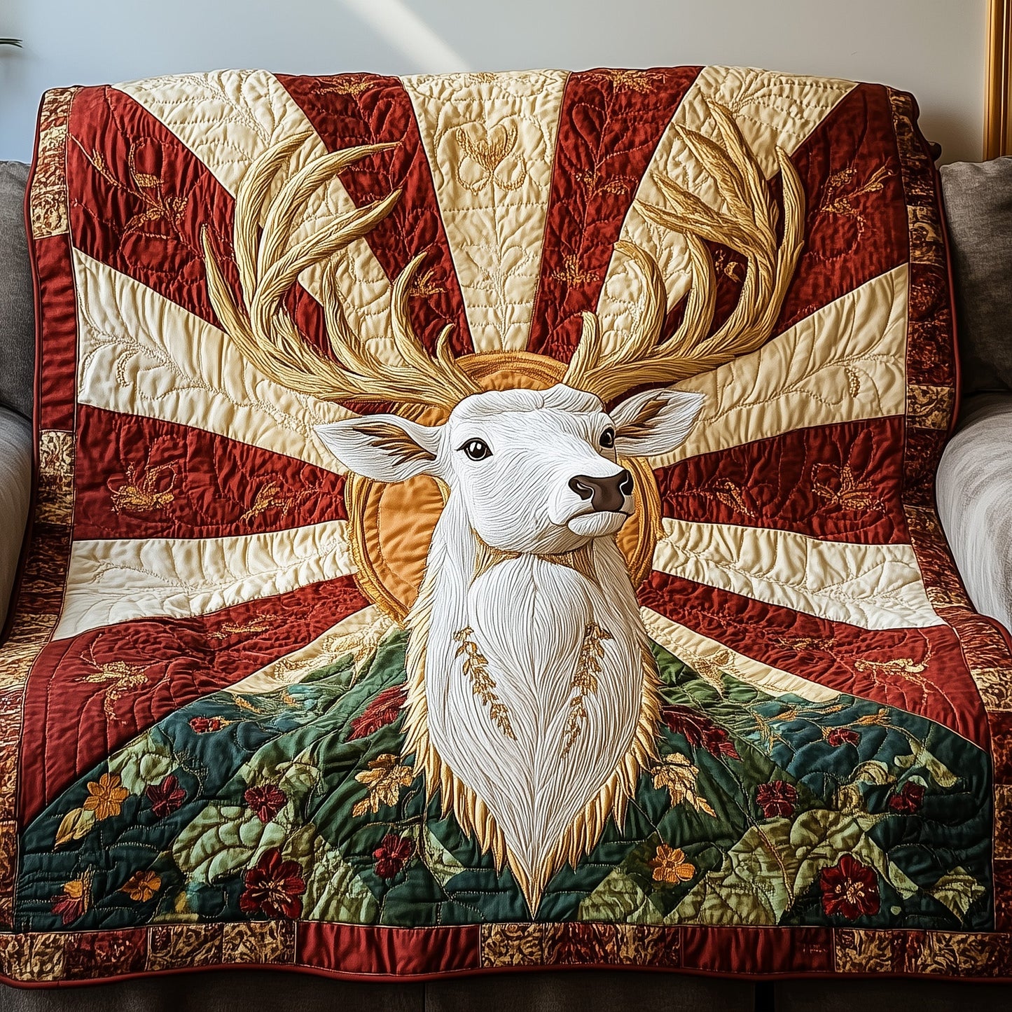 Golden Antler Glow Quilted Blanket GFTOTP3833