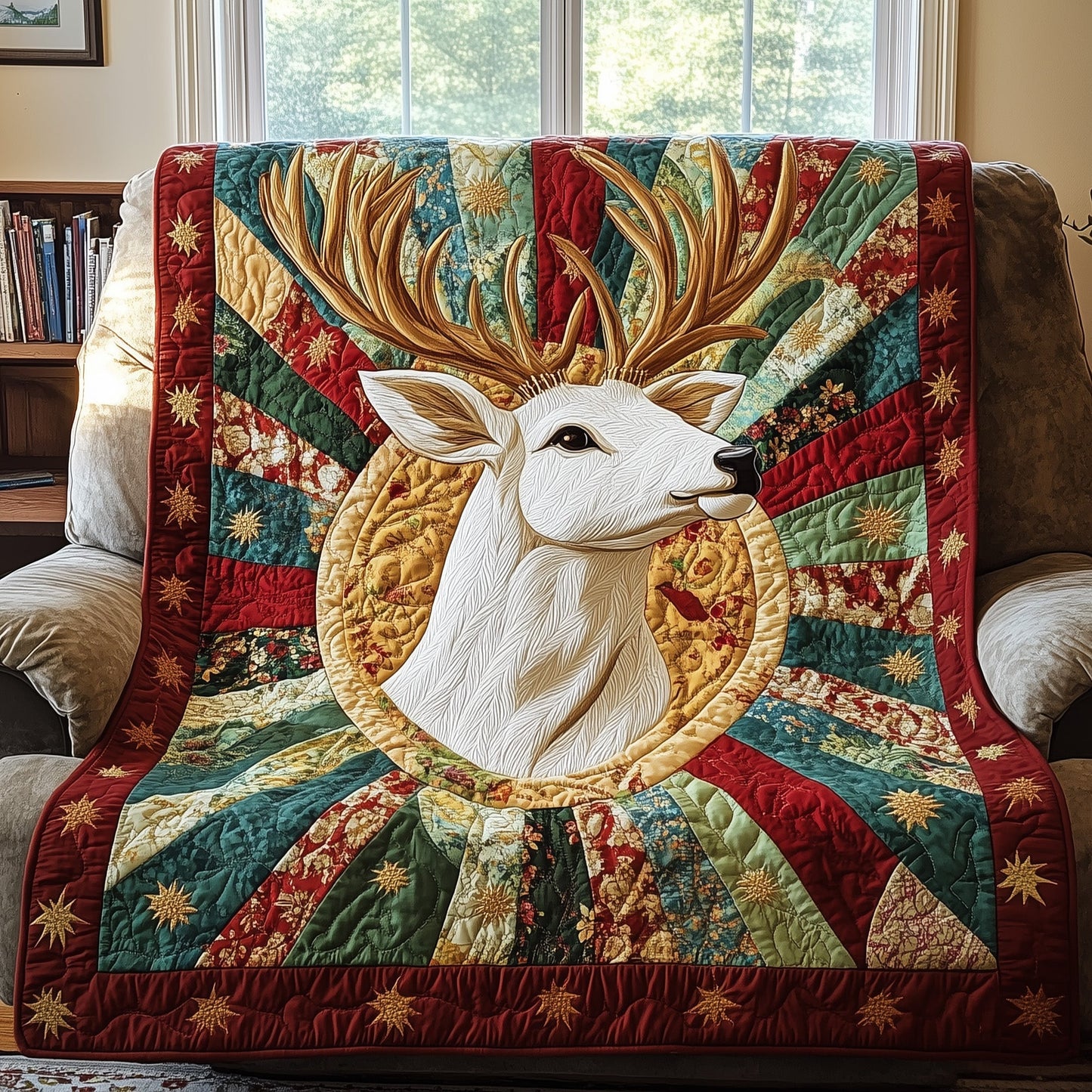 Golden Antler Glow Quilted Blanket GFTOTP3834