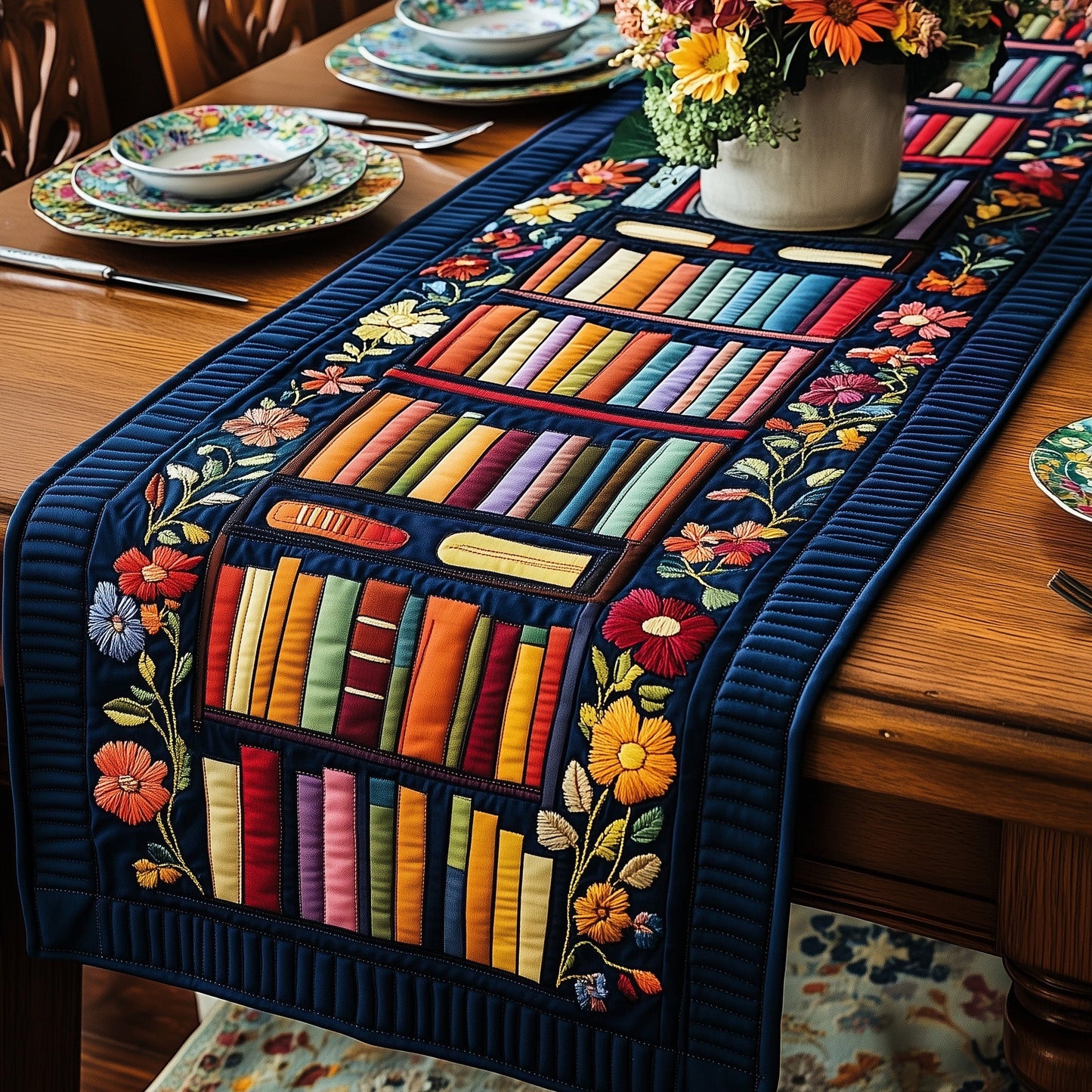 Literary Haven Quilted Table Runner GFTOTP3921