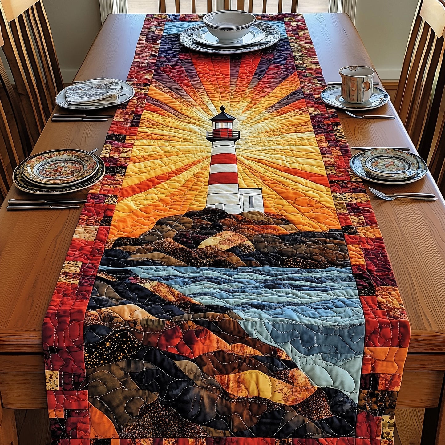 Nautical Lighthouse Quilted Table Runner GFTOTP3988