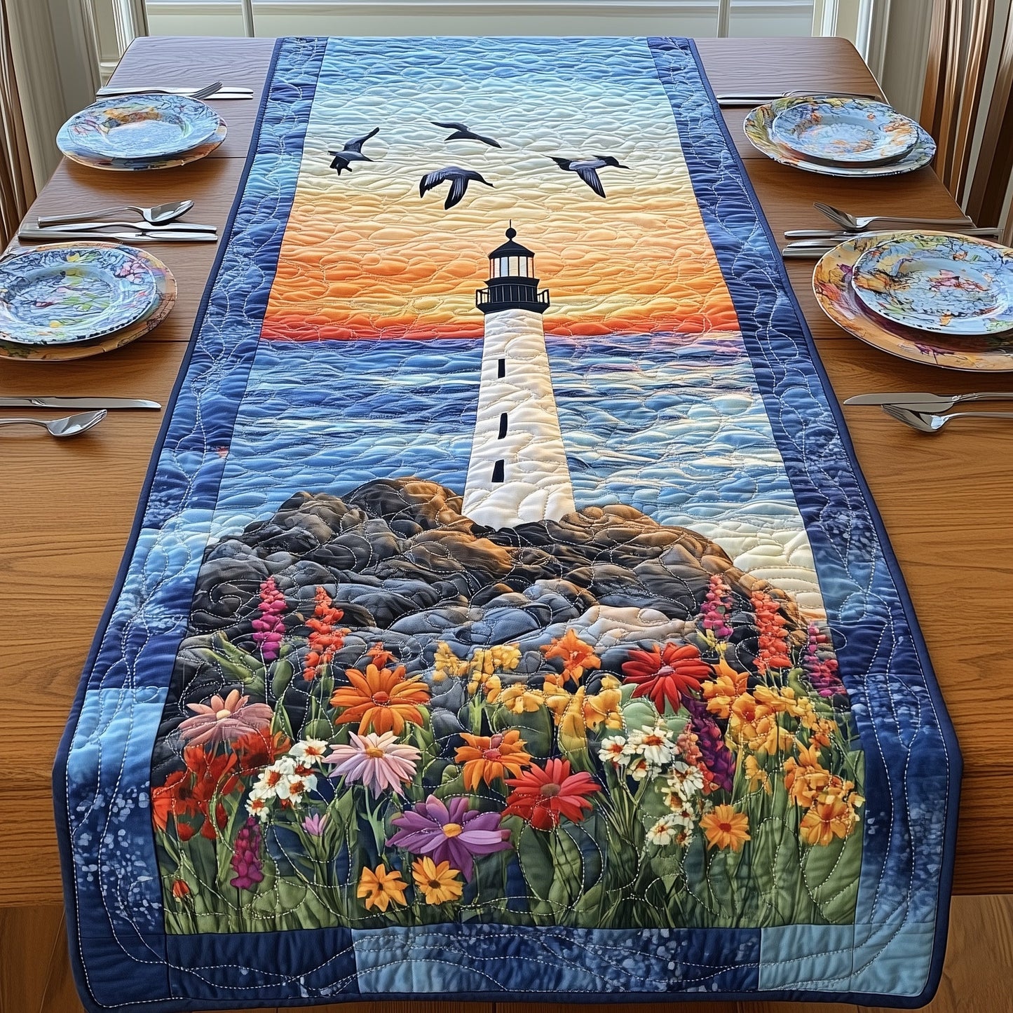 Nautical Lighthouse Quilted Table Runner GFTOTP3991