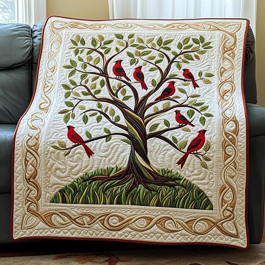 Tree Of Red Cardinals Quilted Blanket GFTOTP4012