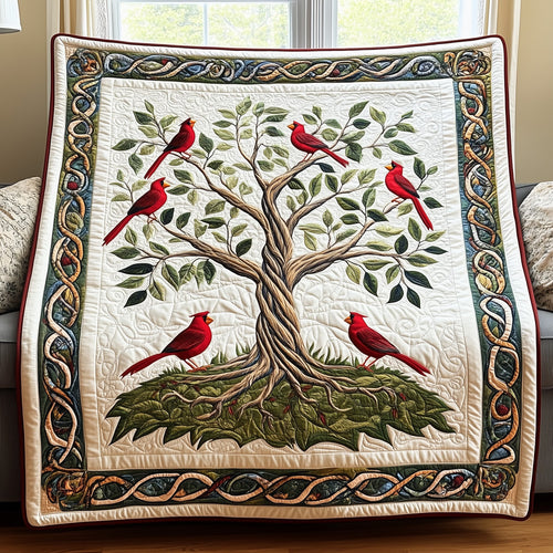 Tree Of Red Cardinals Quilted Blanket GFTOTP4014