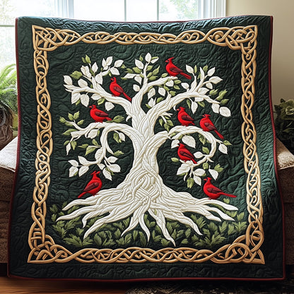 Tree Of Red Cardinals Quilted Blanket GFTOTP4015