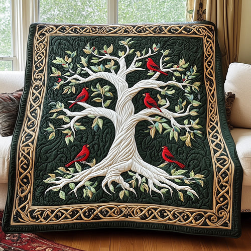 Tree Of Red Cardinals Quilted Blanket GFTOTP4017