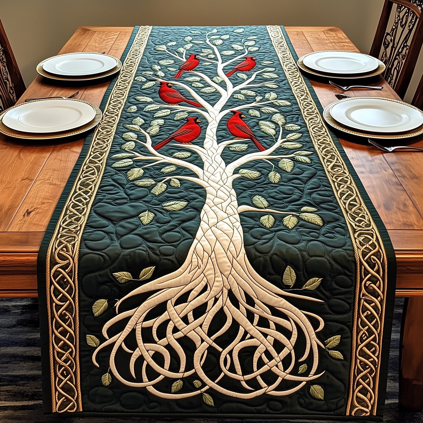 Tree Of Red Cardinals Quilted Table Runner GFTOTP4018