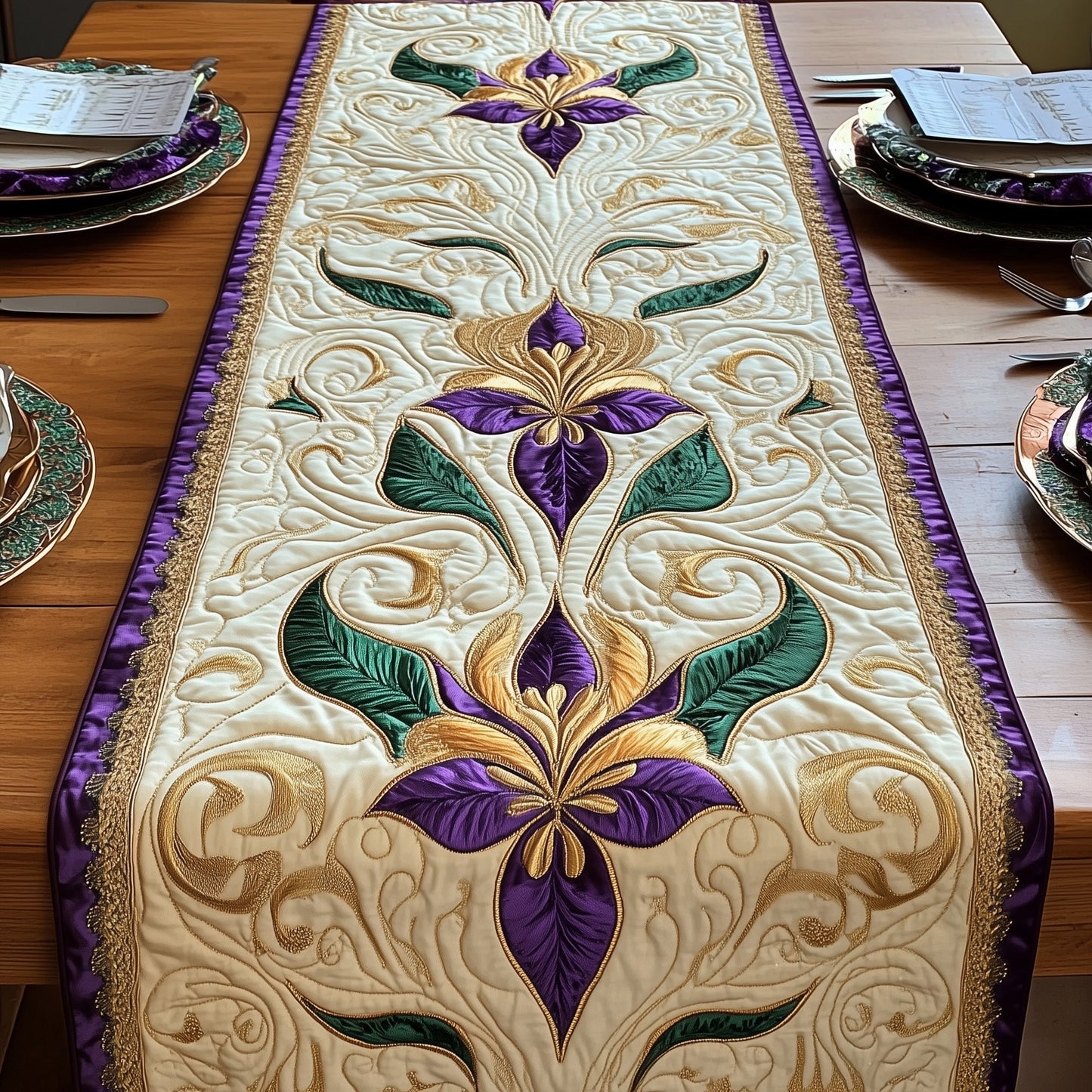 Mardi Gras Fleurdelis Quilted Table Runner GFTOTP4266