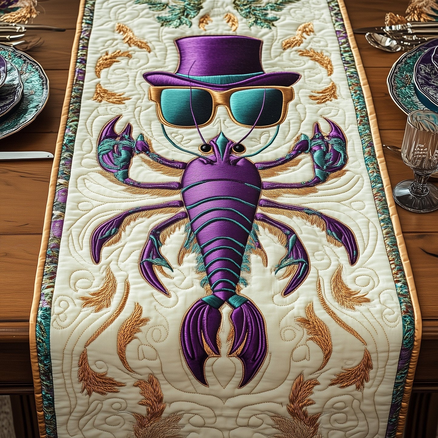 Mardi Gras Clayfish Quilted Table Runner GFTOTP4270