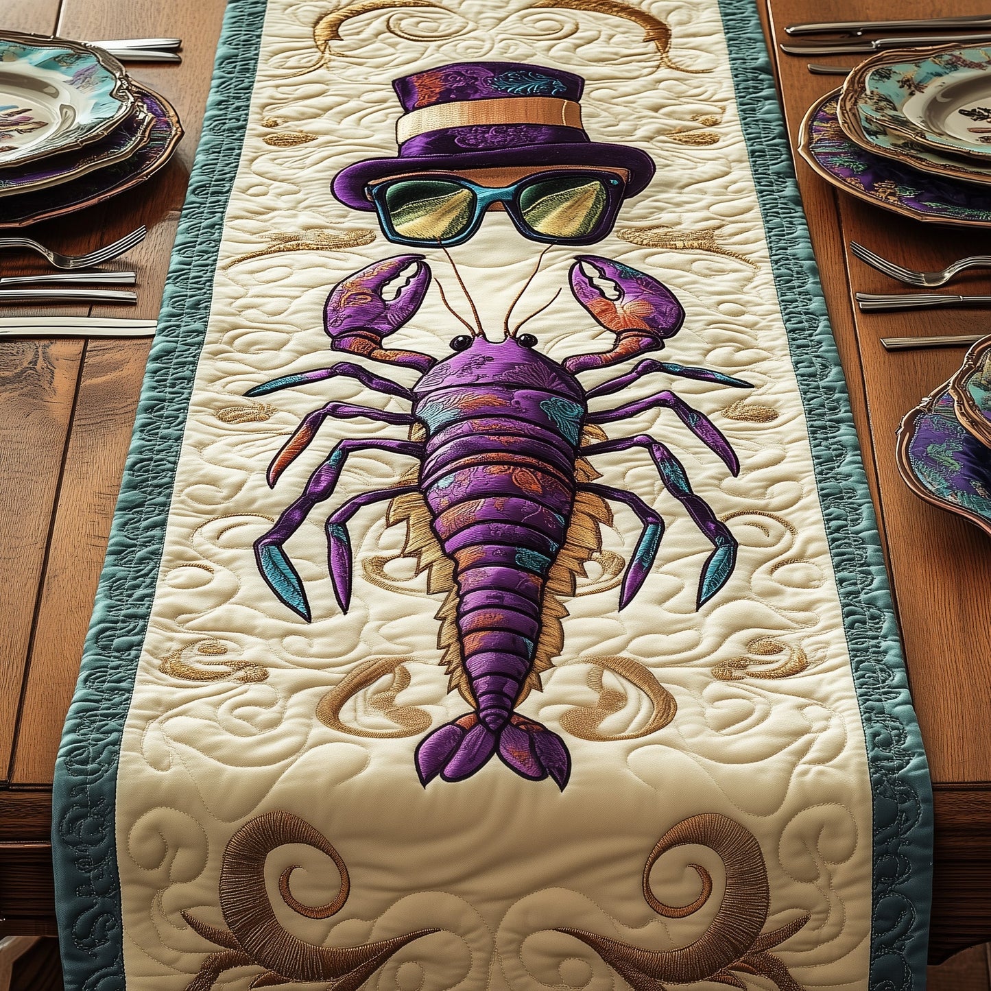 Mardi Gras Clayfish Quilted Table Runner GFTOTP4271