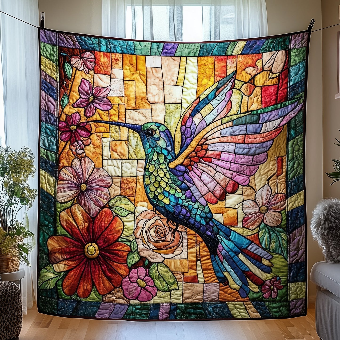 Hummingbird Garden Quilted Blanket GFTOTP4330