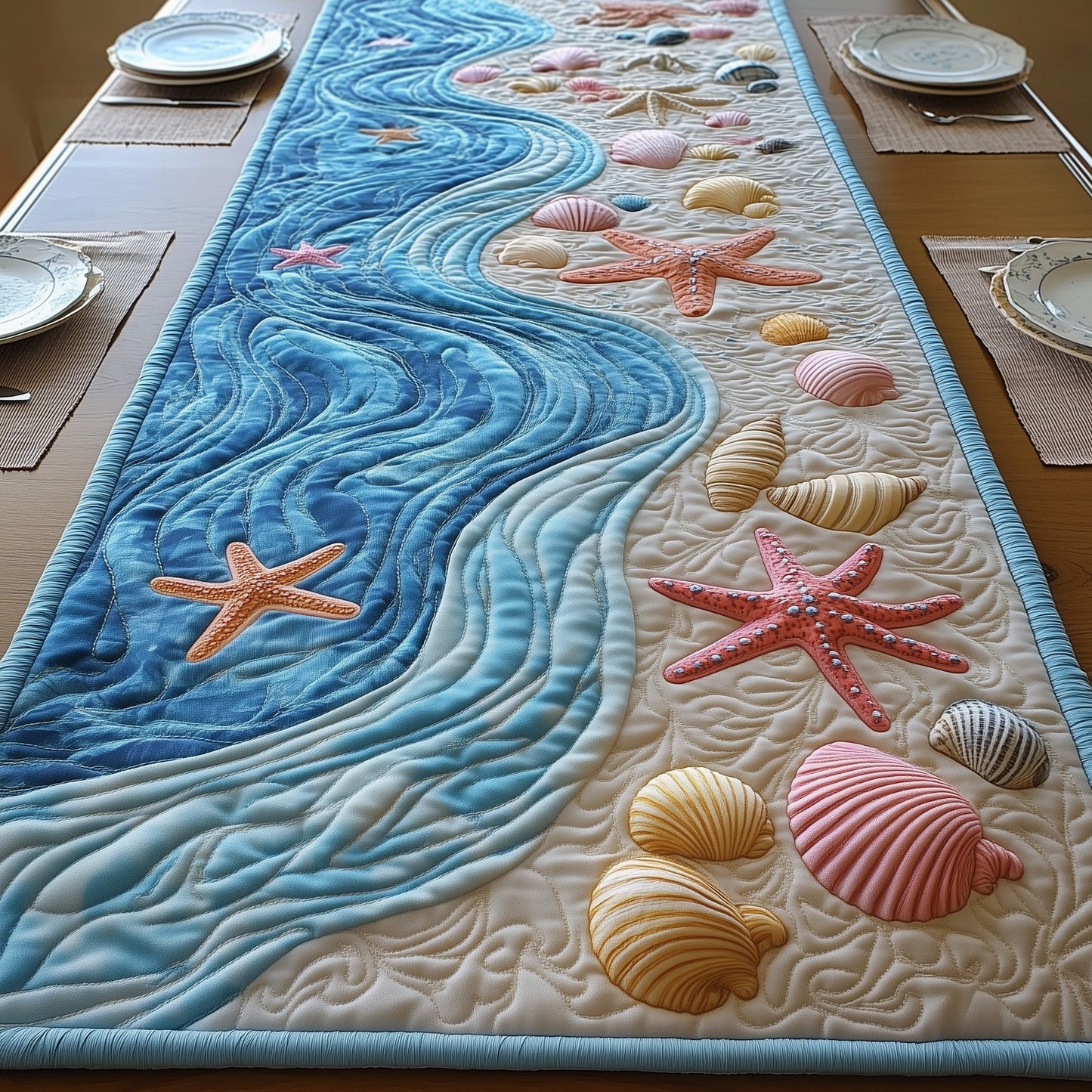 Dreaming Seashore Quilted Table Runner GFTOTP4352