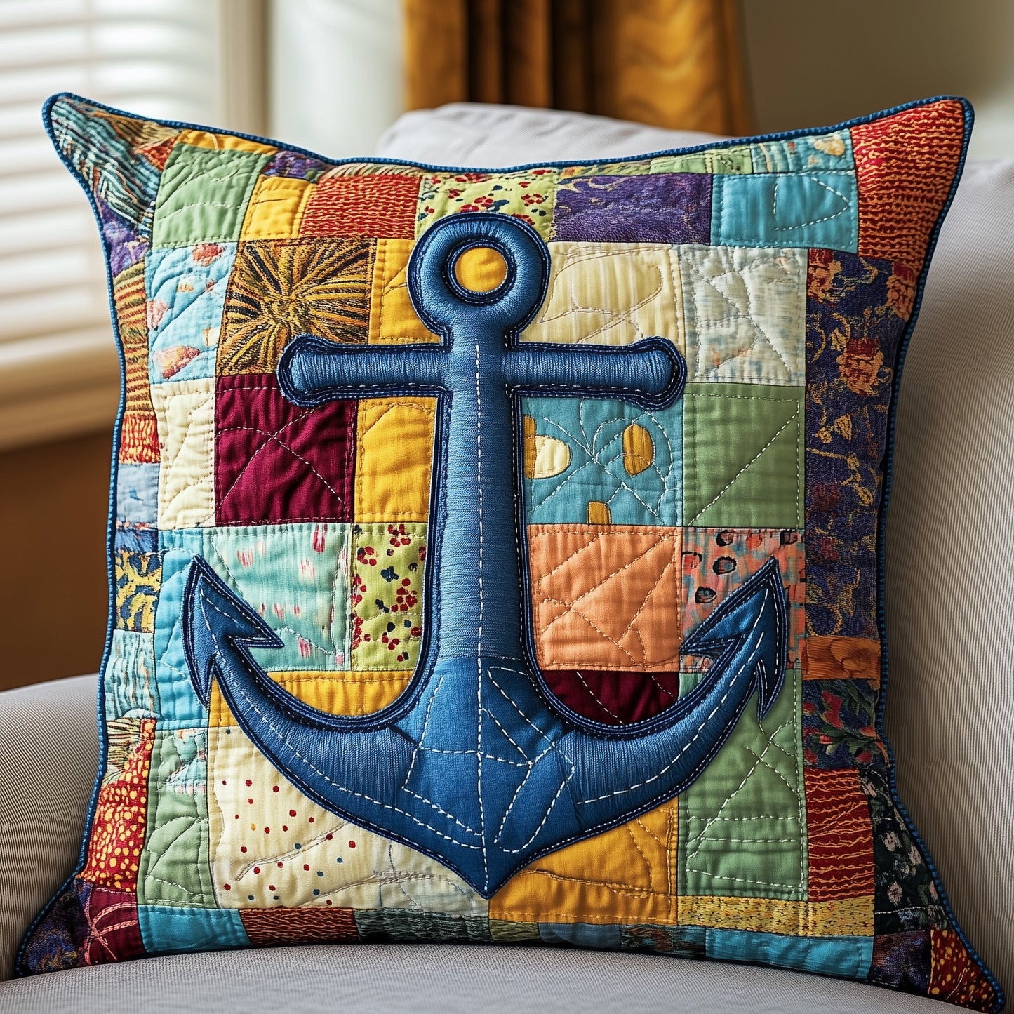 Nautical Anchor Quilted Pillow Case GFTOTP4397