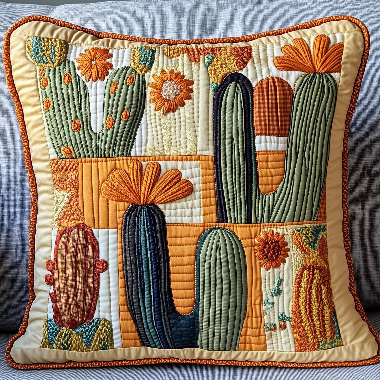 Blooming Cactus Haven Quilted Pillow Case GFTOTP4418