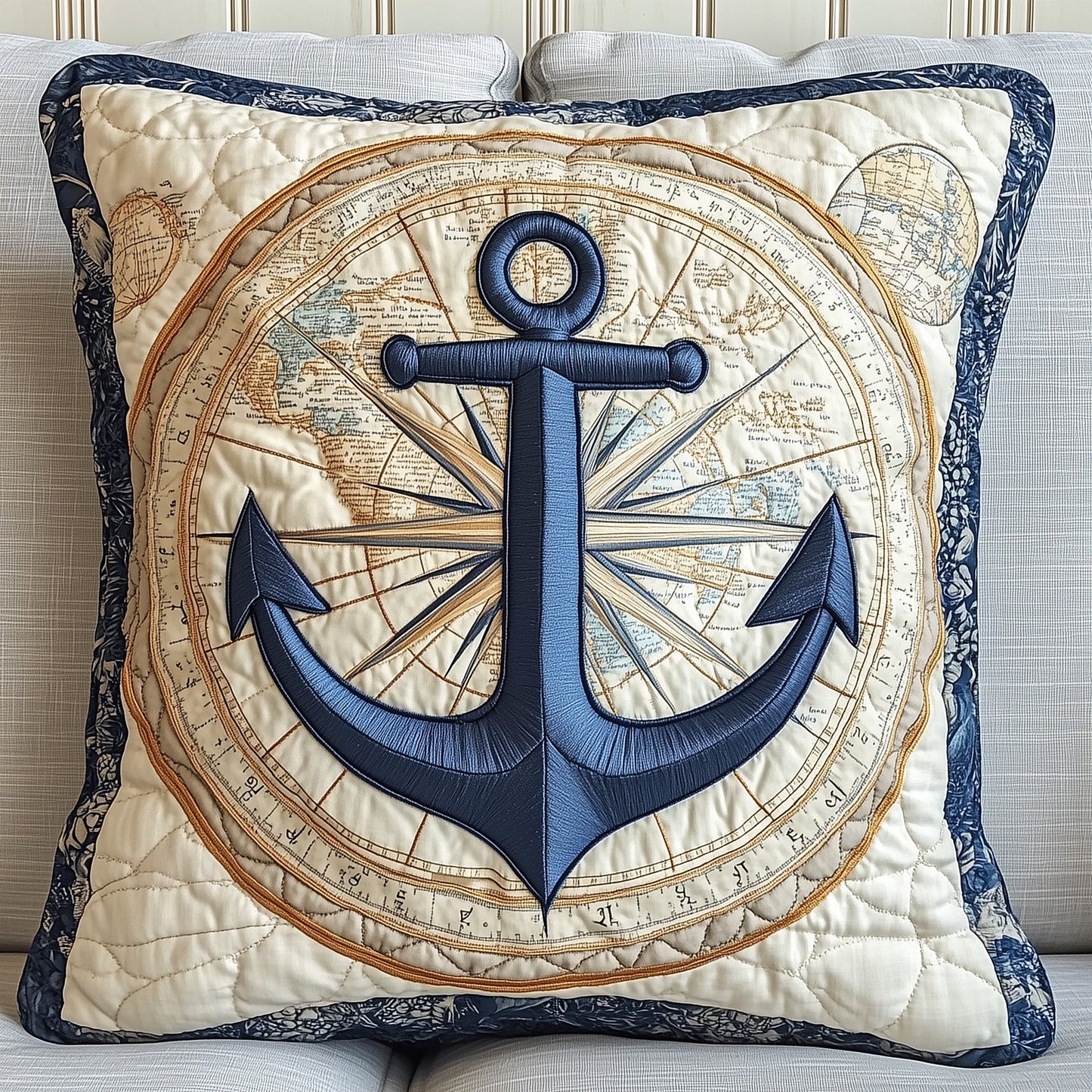 Nautical Anchor Quilted Pillow Case GFTOTP4454