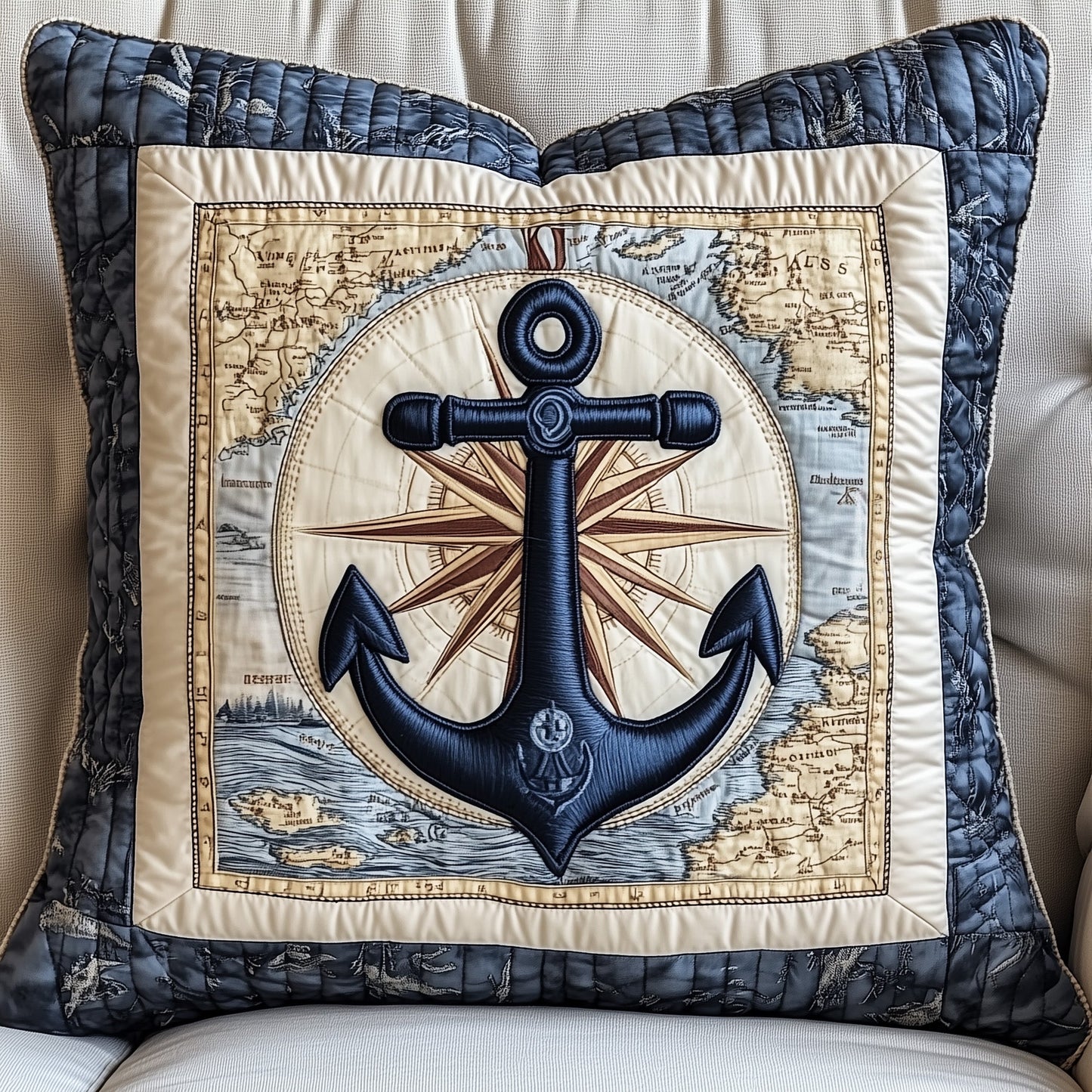 Nautical Anchor Quilted Pillow Case GFTOTP4458