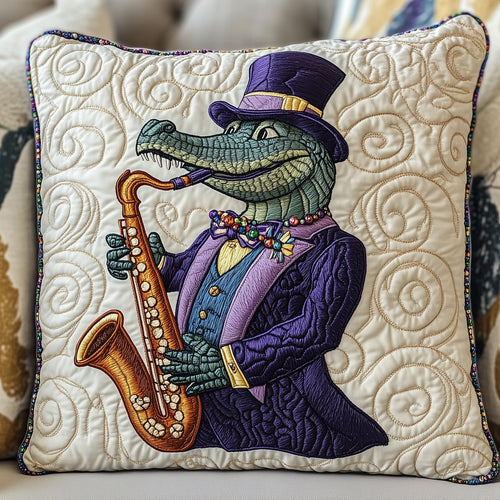 Mardi Gras Alligator Quilted Pillow Case GFTOTP4462