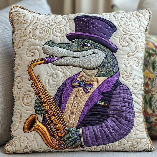 Mardi Gras Alligator Quilted Pillow Case GFTOTP4463
