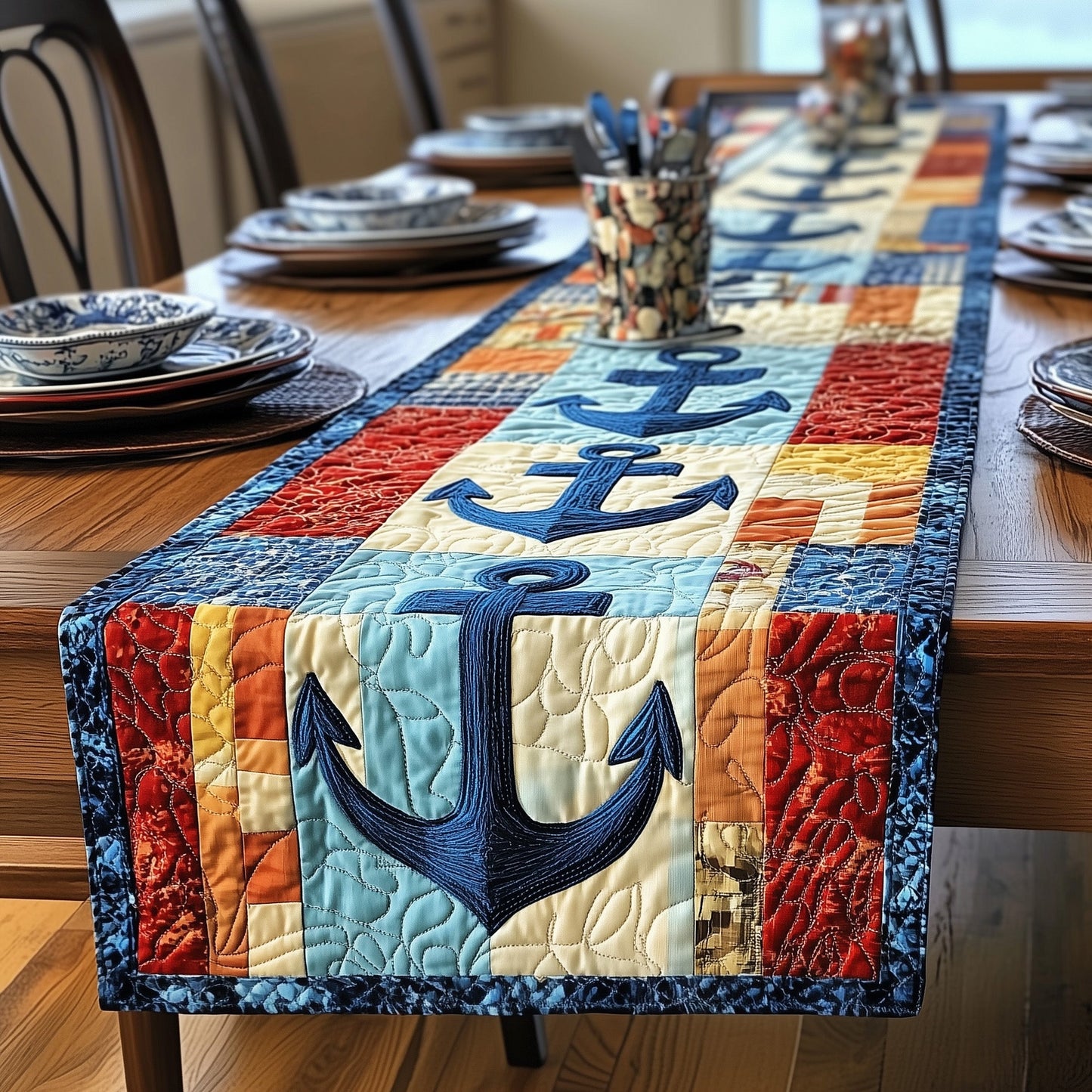 Nautical Anchor Quilted Table Runner GFTOTP4478