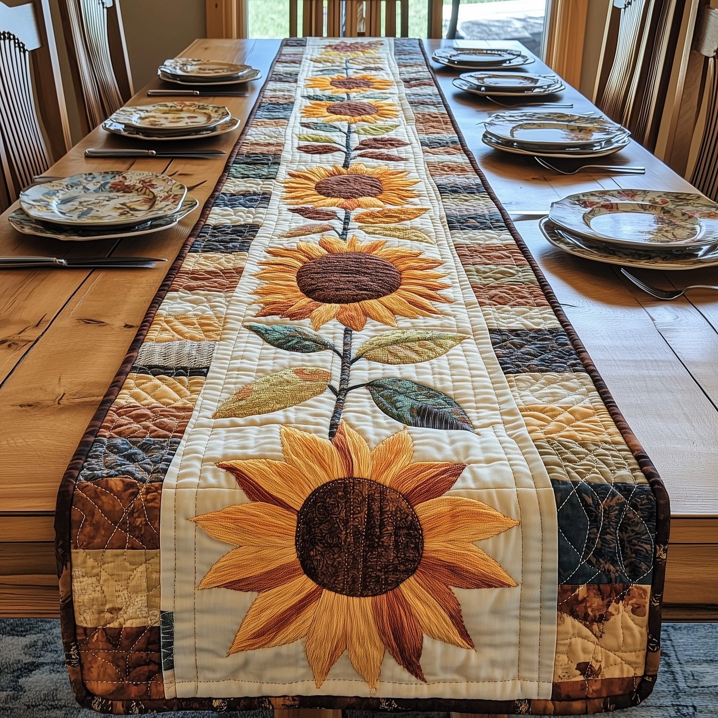 Rustic Sunflower Charm Quilted Table Runner GFTOTP4507