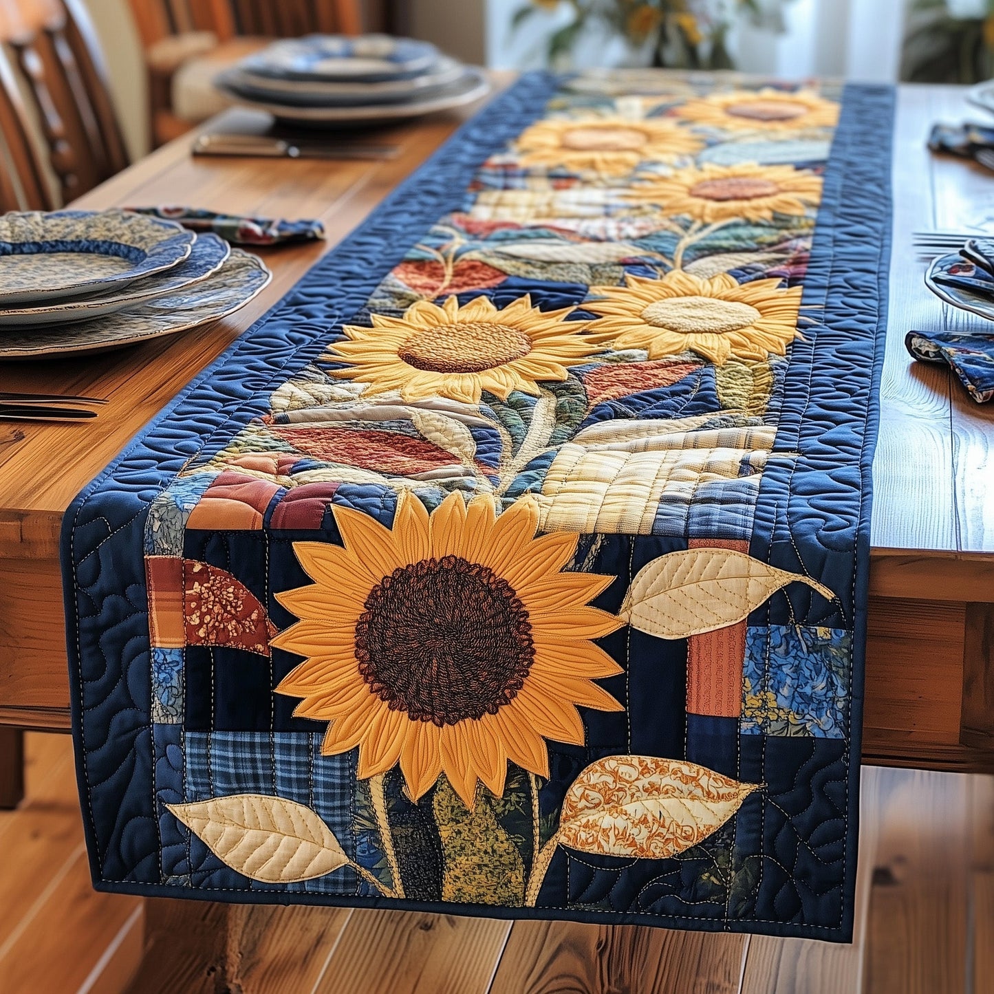 Rustic Sunflower Charm Quilted Table Runner GFTOTP4510