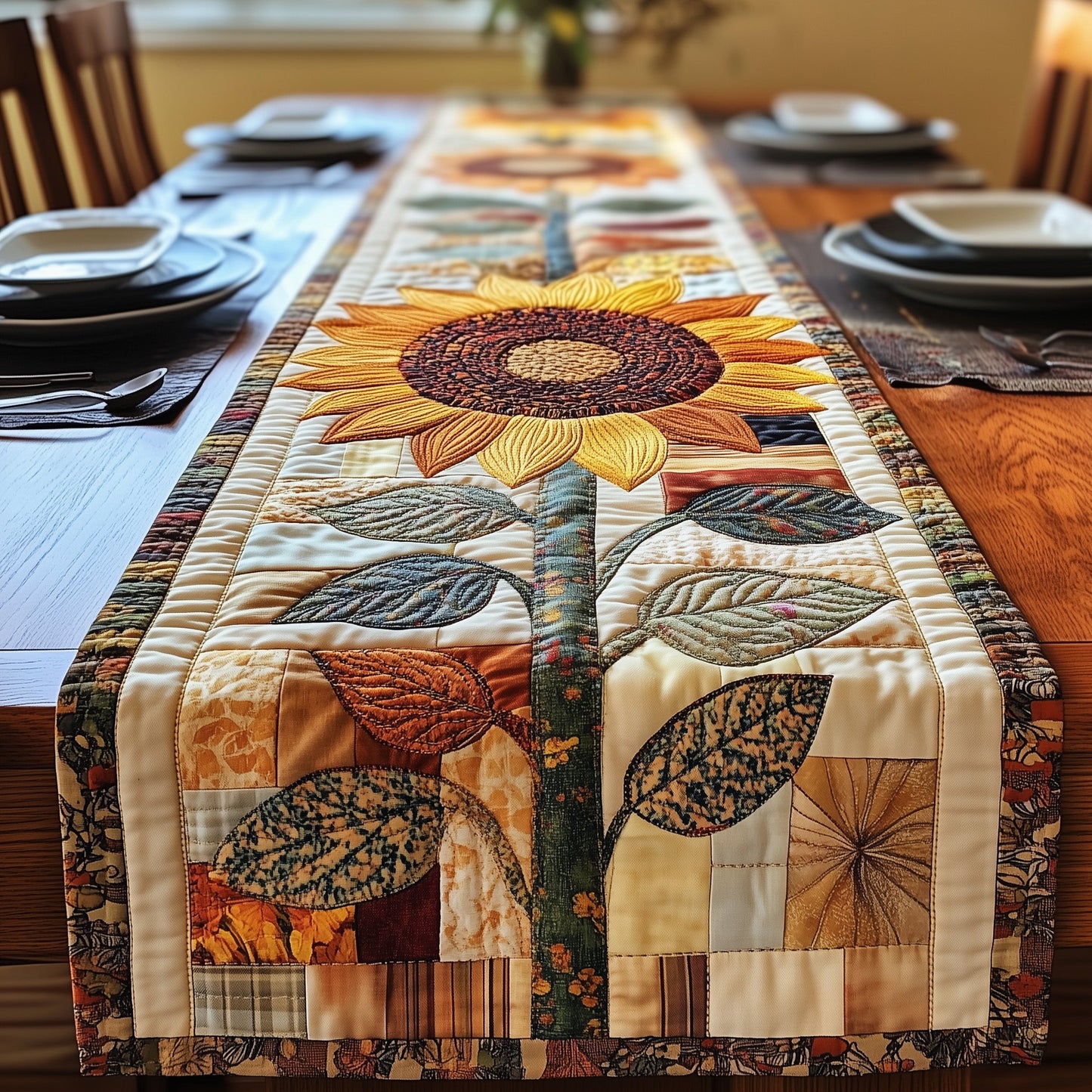 Vintage Sunflower Quilted Table Runner GFTOTP4519