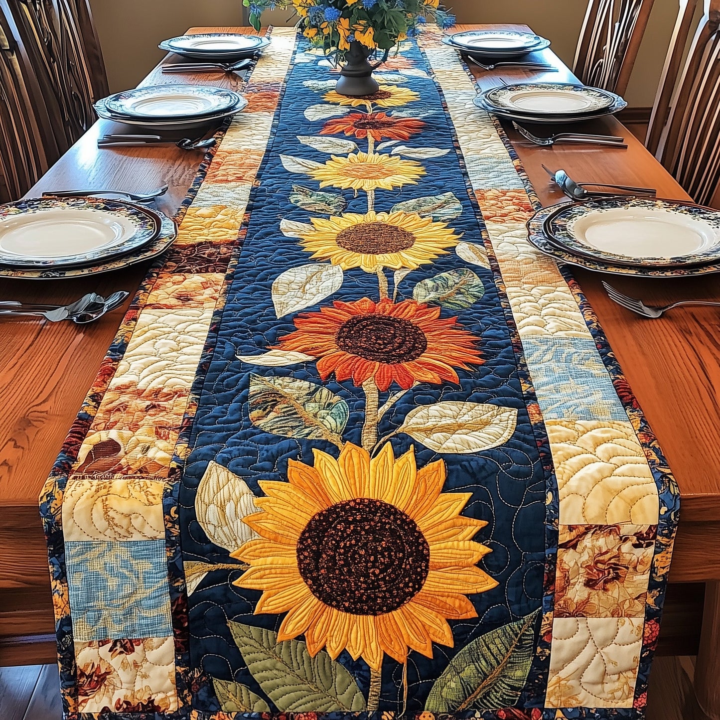 Vintage Sunflower Quilted Table Runner GFTOTP4527