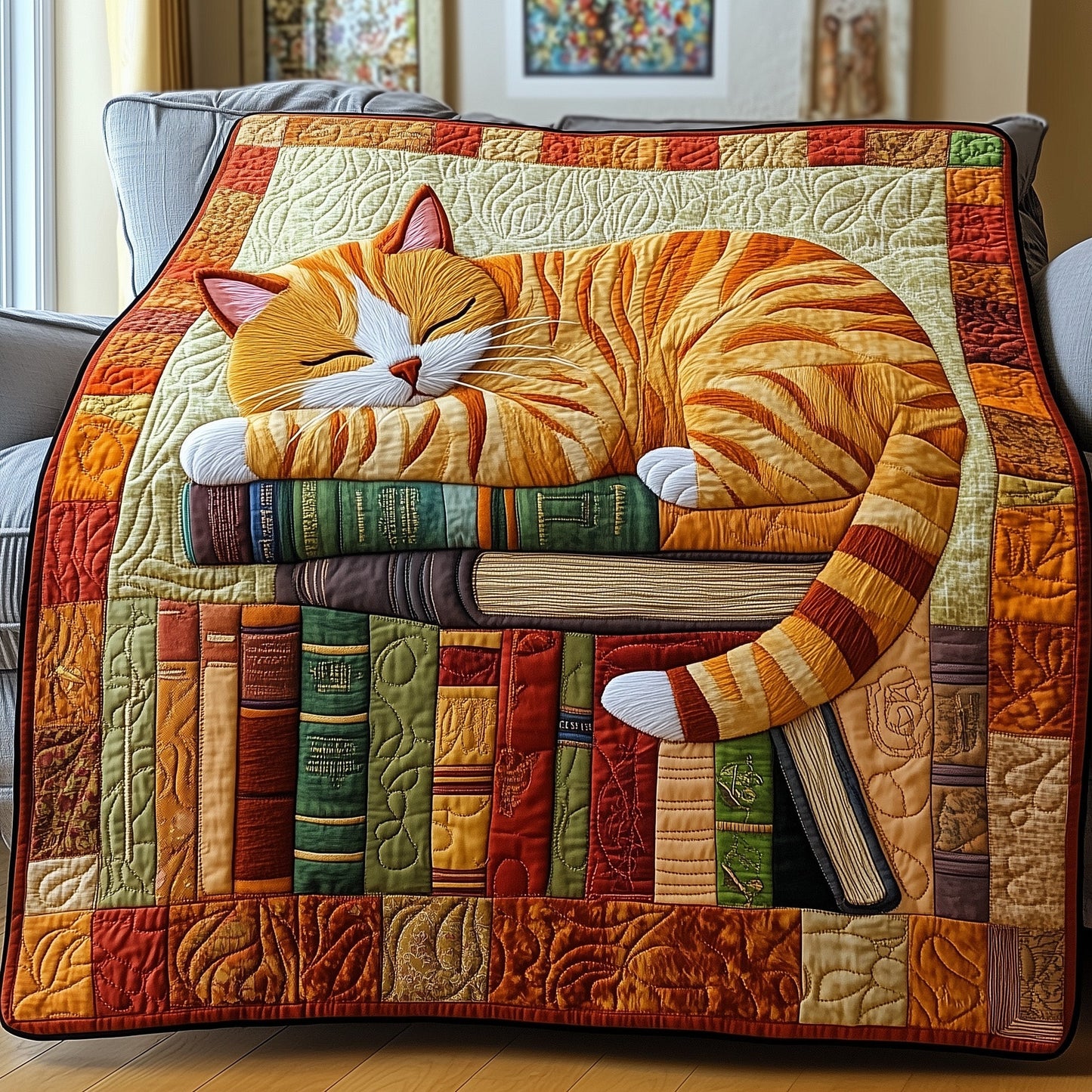 Literary Whiskers Quilted Blanket GFTOTP4556