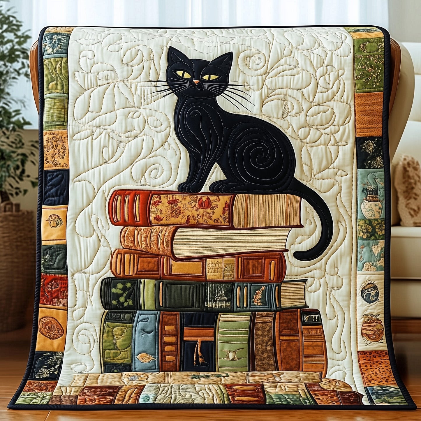 Literary Whiskers Quilted Blanket GFTOTP4557