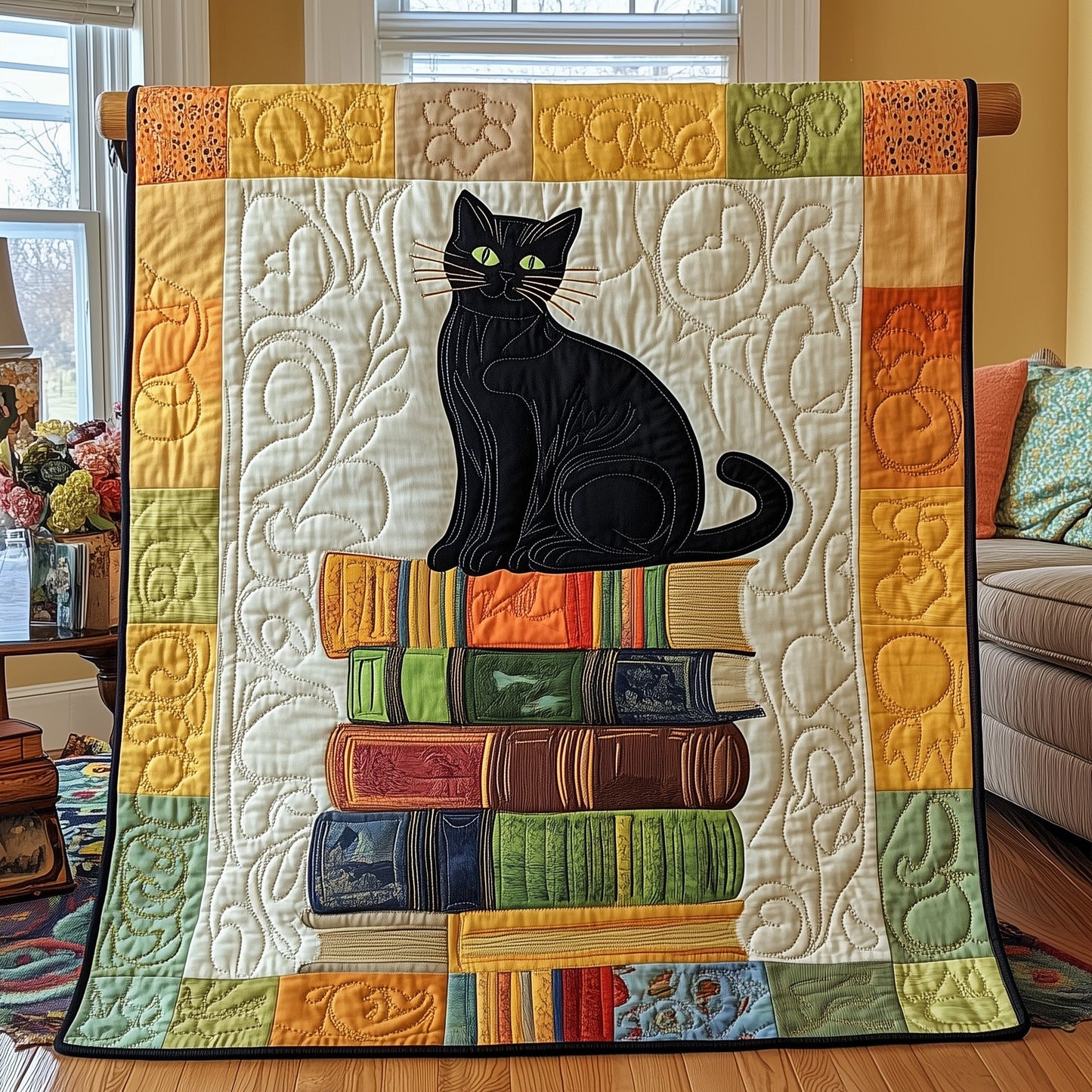 Literary Whiskers Quilted Blanket GFTOTP4558