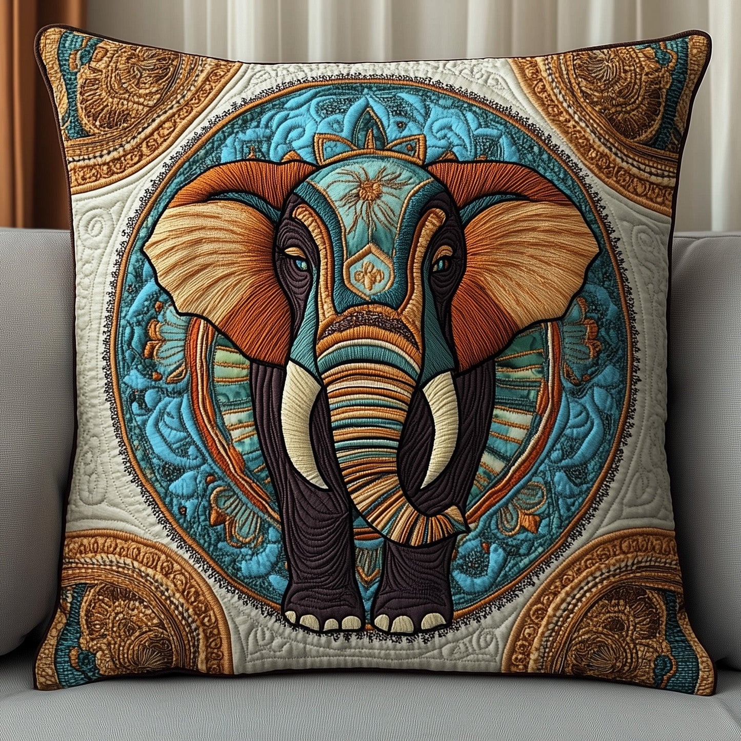 Boho Bliss Elephant Quilted Pillow Case GFTOTP4579