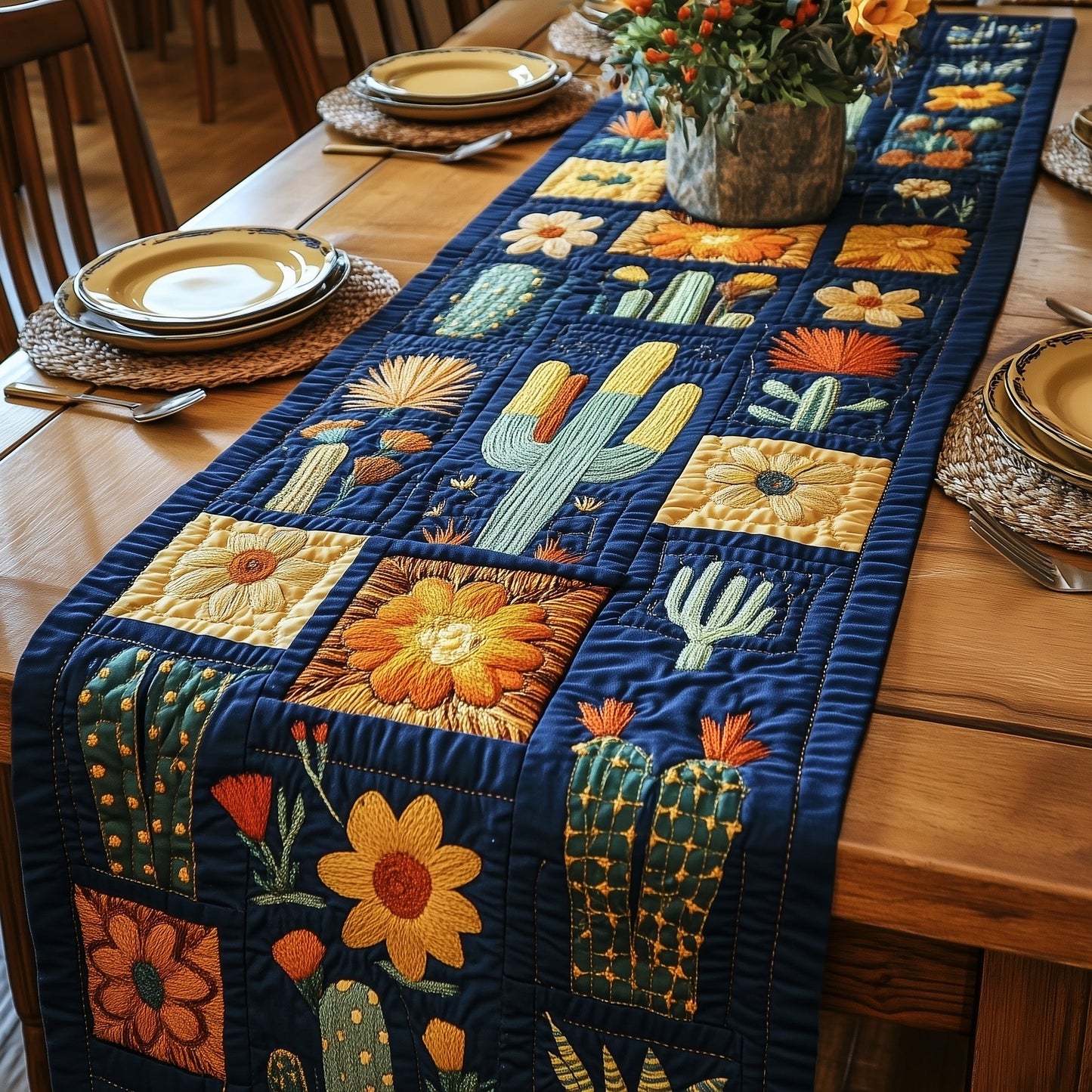 Blooming Cactus Haven Quilted Table Runner GFTOTP4595