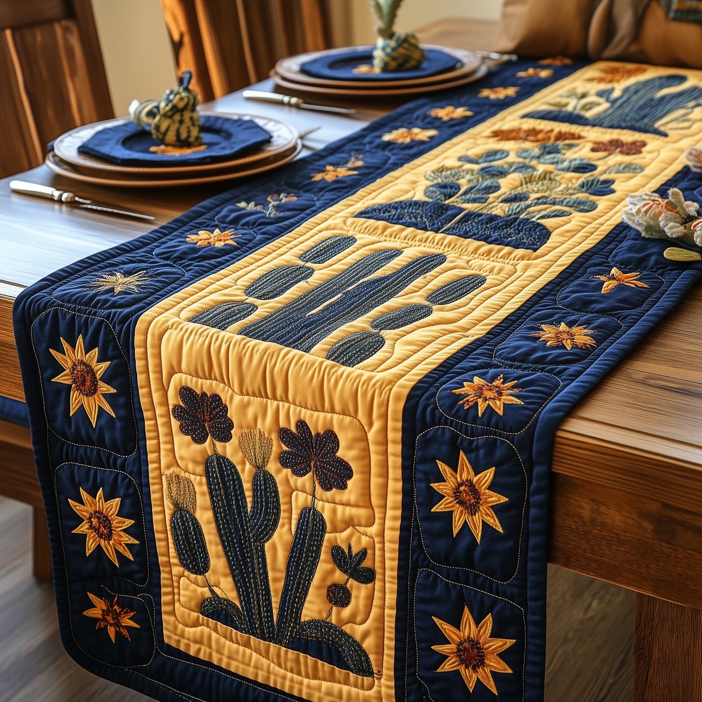 Blooming Cactus Haven Quilted Table Runner GFTOTP4596