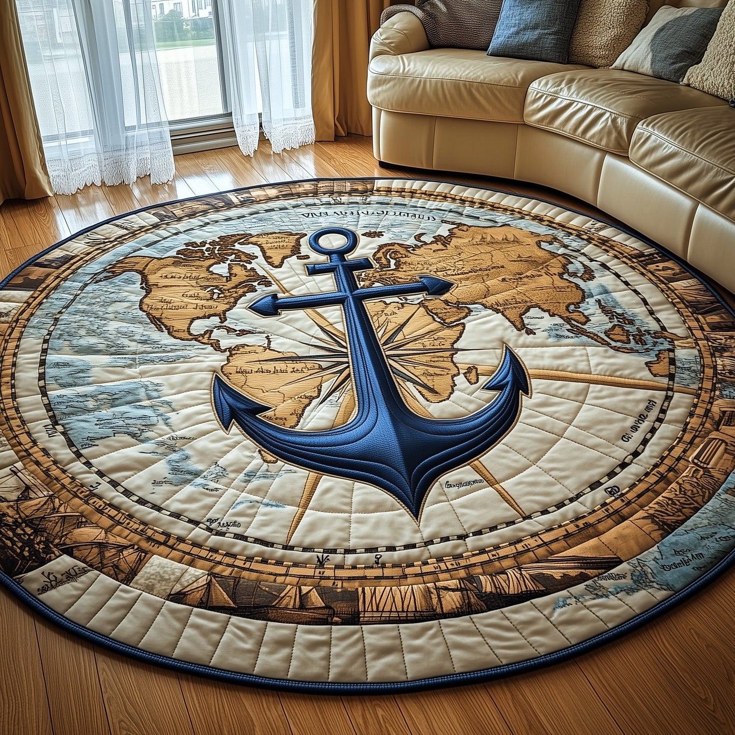 Nautical Anchor Quilted Round Mat GFTOTP4761
