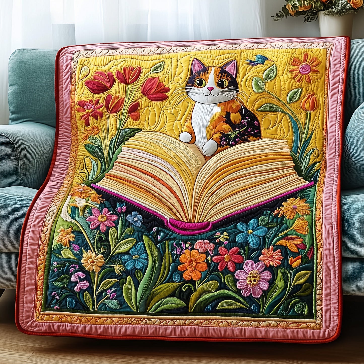 Literary Cat Haven Quilted Blanket GFTOTP5060