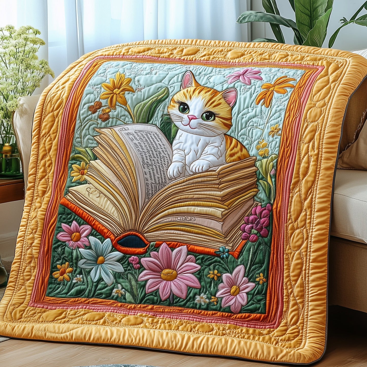 Literary Cat Haven Quilted Blanket GFTOTP5062