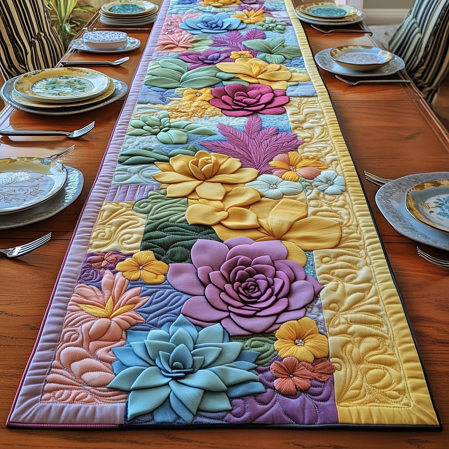 Succulent Garden Quilted Table Runner GFTOTP5085