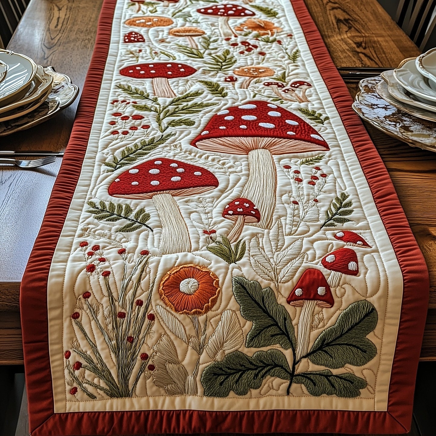 Enchanted Mushroom Quilted Table Runner GFTOTP5204
