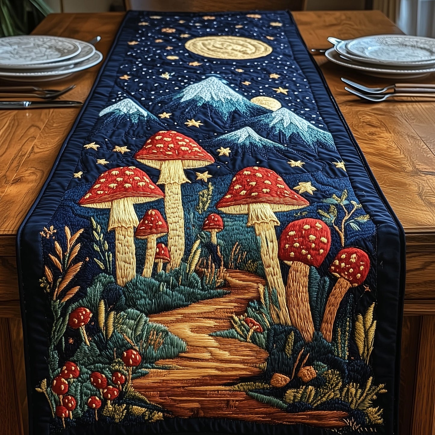 Enchanted Mushroom Quilted Table Runner GFTOTP5205